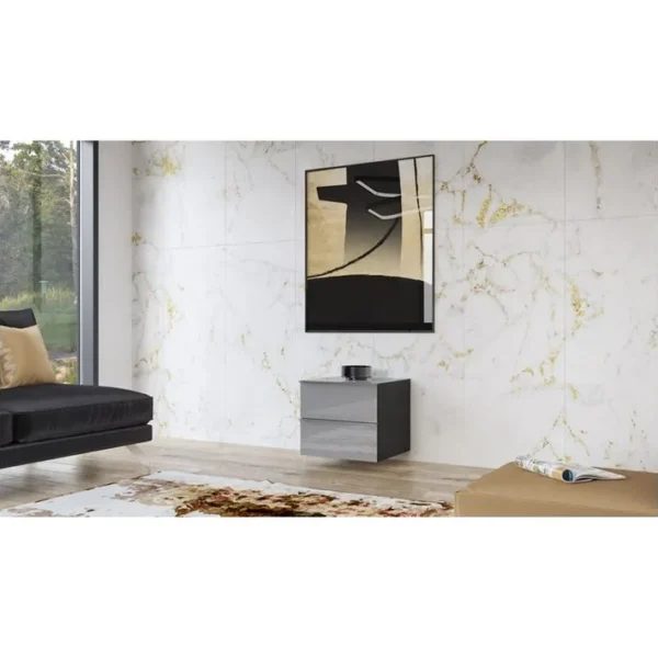 Petit Meuble TV Ou Meuble Dappoint 50cm Collection Zante Avec 2 Tiroirs