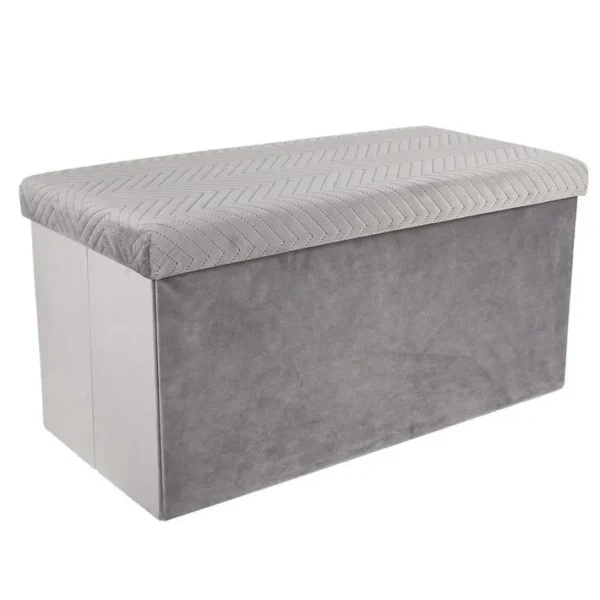 Banquette Coffre Pliable Velours zigzag 76cm Gris