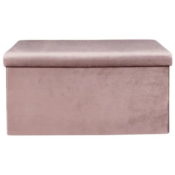 Coffre Banc Pliable Design Velours Giulia - L. 76 X H. 38 Cm - Rose