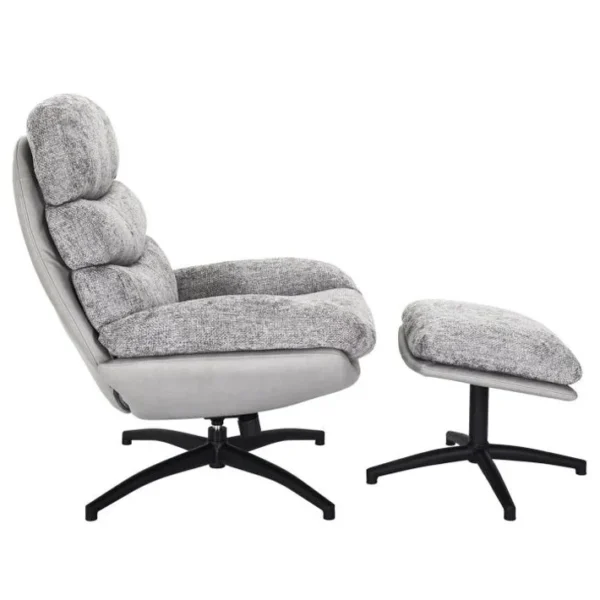 Fauteuil Avec Pouf william 99cm Gris