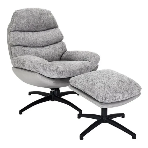 Fauteuil Avec Pouf william 99cm Gris