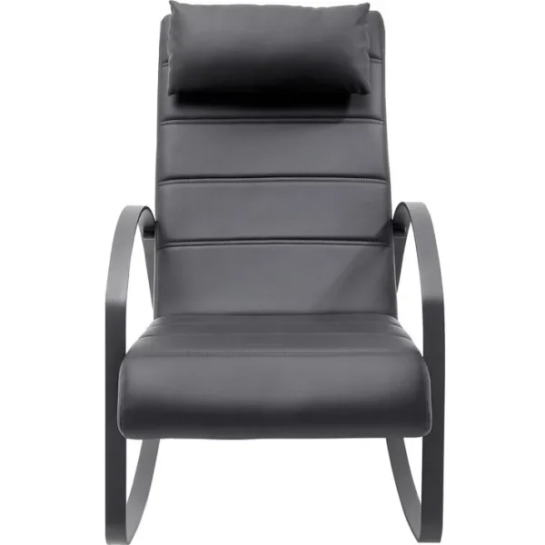 Fauteuil Relax En Métal Et Simili-cuir Coloris Noir - L. 67 X H. 90 X P. 115 Cm