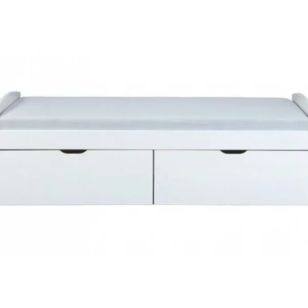 Lit Banquette Pour Enfant En Pin Massif Blanc - L.205 X H.63 X P.98 Cm