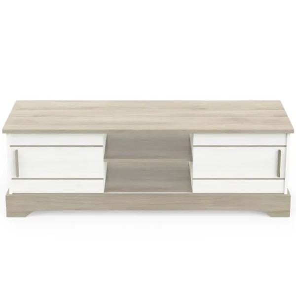 Banc TV Coloris Chêne Kronberg / Blanc - L. 150 X P. 45 X H. 50 Cm