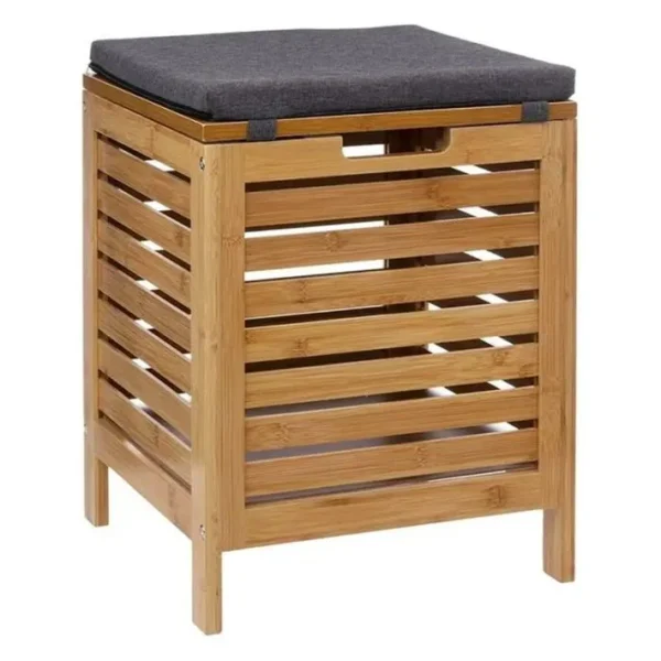 Banc De Rangement, Coffre De Rangement En Bois Coloris Naturel - L. 35 X P. 35 X H. 49 Cm