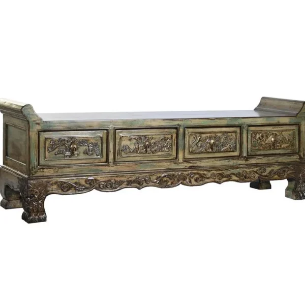 Banquette En Bois Orme Vieilli - Longueur 179 X Profondeur 43 X Hauteur 58 Cm