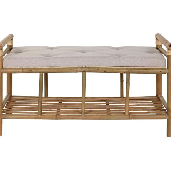 Banquette En Bambou Coloris Naturel - Longueur 100 X Profondeur 44 X Hauteur 55 Cm