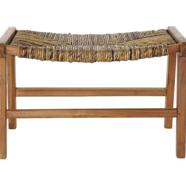 Banquette En Bois De Teck Coloris Naturel - Longueur 65 X Profondeur 47 X Hauteur 40 Cm