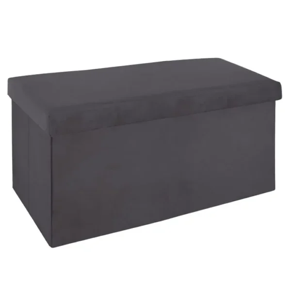 Banquette Coffre Pliable Velours Tess - L. 76 X H. 38 Cm - Gris