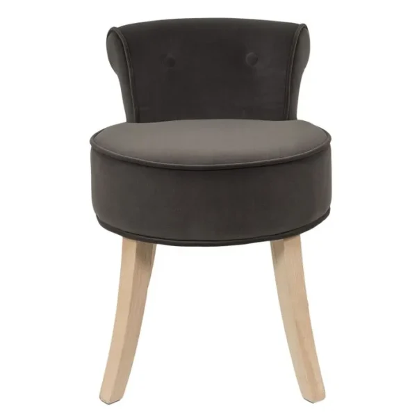 Tabouret Crapaud Effet Velours - Gris