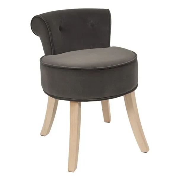 Tabouret Crapaud Effet Velours - Gris