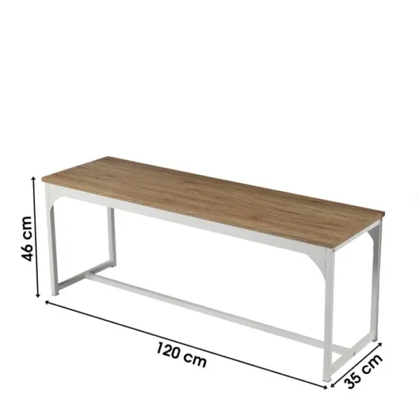 Banc Dintérieur Casa Blanca En Panneaux De Particules Et Métal - H.46cm X L.120 Cm - Beige Et Blanc