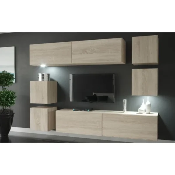 AZURA HOME DESIGN Ensemble Meuble TV Lima N65 218 Cm - Couleur: Chêne Sonoma