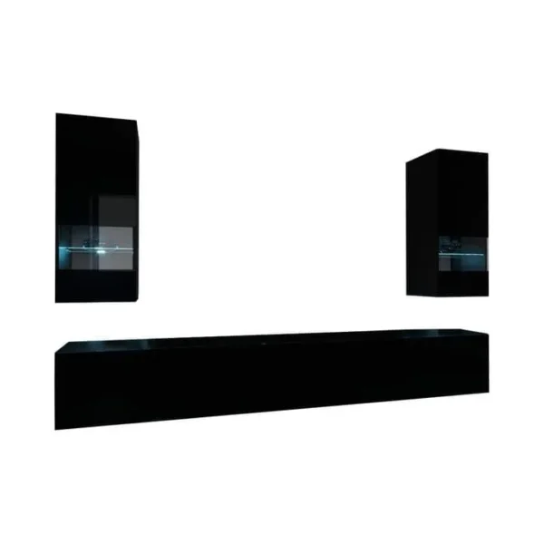 AZURA HOME DESIGN Ensemble Meuble TV Sezana Noir - 203-226-249-273 Cm - Dimensions: 1c