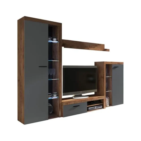 AZURA HOME DESIGN Ensemble Meuble TV Rumba 120 Cm - Couleur: Chêne-graphite - Sans Buffet