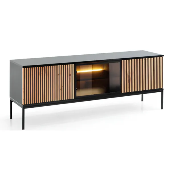 AZURA HOME DESIGN Meuble TV Odense 154 Cm Chêne Et Noir