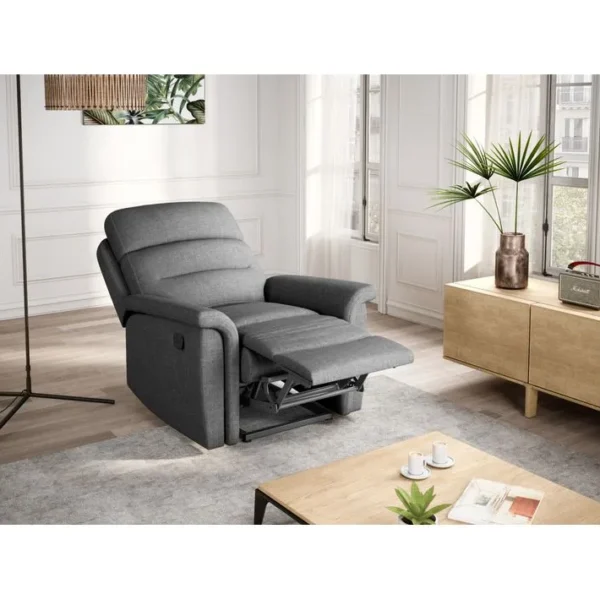 Fauteuil De Relaxation 1 Place En Tissu Gris Léon - Gris Clair