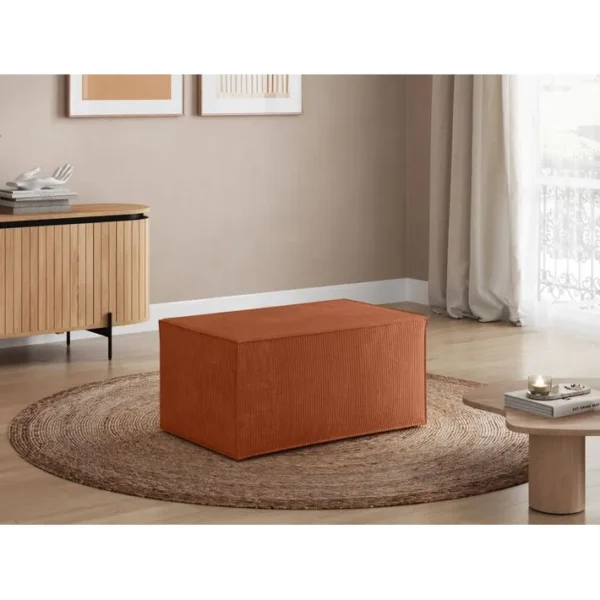 Clarisse - Pouf En Velours Côtelé - Terracotta