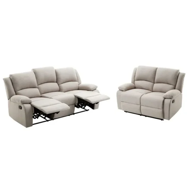 Relaxxo - Ensemble Canapés Relax Manuels Leo 3 + 2 Places En Tissu - Beige