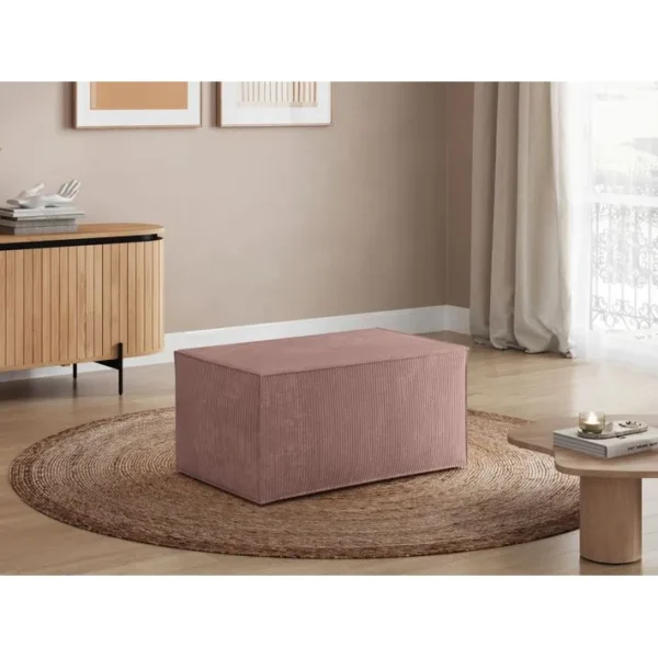 Clarisse - Pouf En Velours Côtelé - Vieux Rose