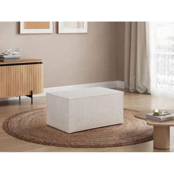 Clarisse - Pouf En Tissu Bouclette - Blanc