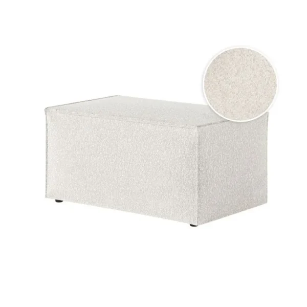 Clarisse - Pouf En Tissu Bouclette - Blanc