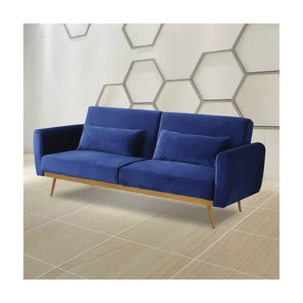 Canapé Clic Clac En Velours donia - 203 X 81 X 83 Cm - 3 Places - Bleu Foncé