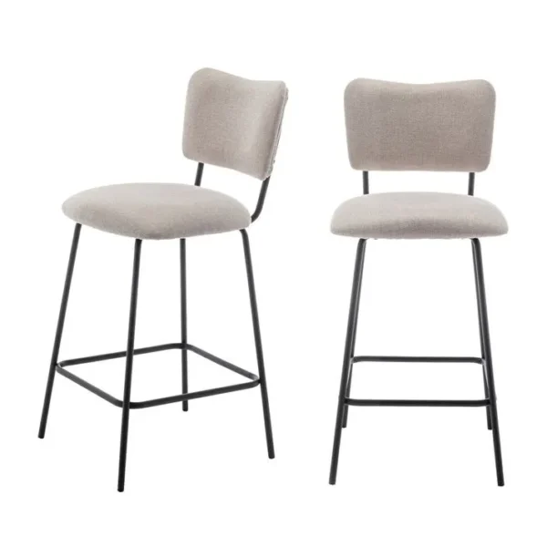 Lot De 2 Chaises De Bar En Tissu Et Métal H65cm