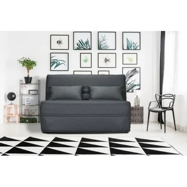 Banquette Lit BZ 140x200 Cm Gris Anthracite Matelas 15 Cm - Anatole