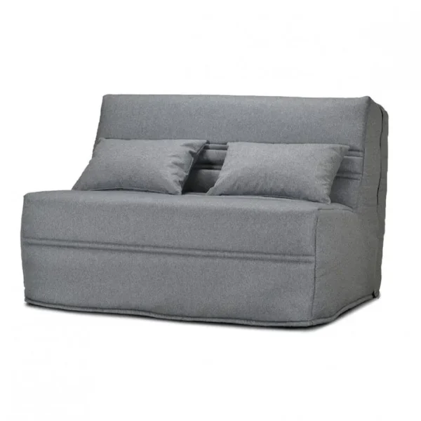 Banquette Lit BZ 140x200 Cm En Tissu Gris Et Matelas 15 Cm - Anatole