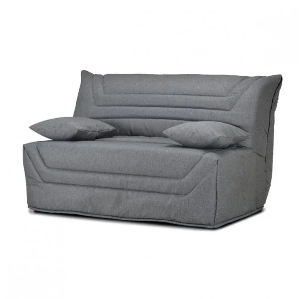 Banquette Lit BZ 140x190 Cm En Tissu Gris Et Matelas 12 Cm - Cyriac