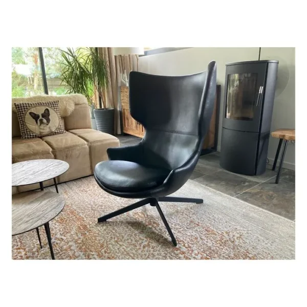 Torini - Fauteuil Rotatif Aspect Cuir Noir