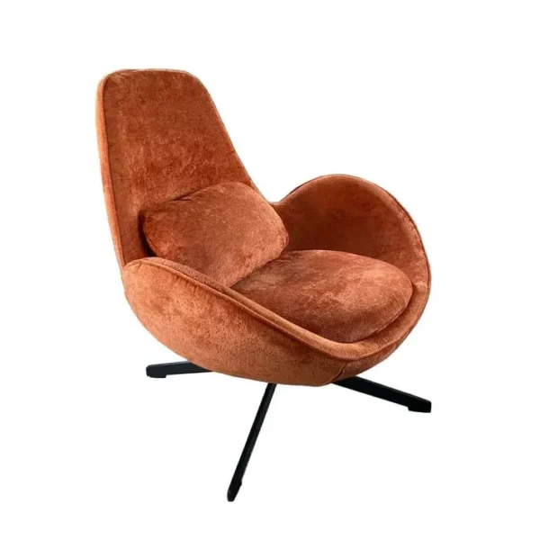 Space - Fauteuil Rotatif En Velours Orange