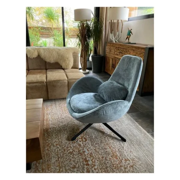 Space - Fauteuil Rotatif En Velours Gris