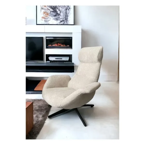 Asti - Fauteuil Rotatif En Tissu Beige