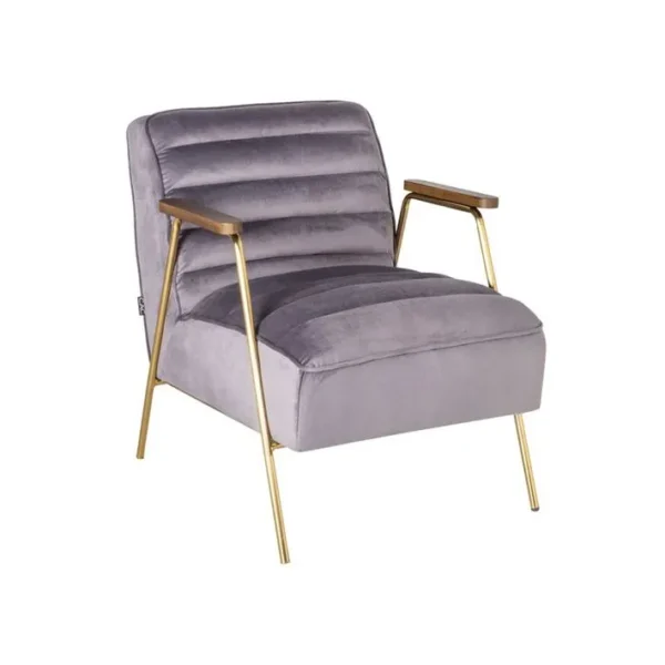 Dallas - Fauteuil Retro En Velours Gris