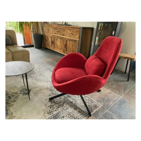 Space - Fauteuil Rotatif Tissu Rouge