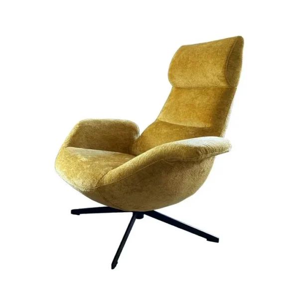 Asti - Fauteuil Rotatif En Velours Jaune