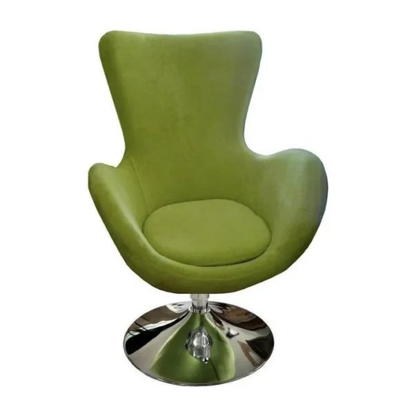 Cocoon - Fauteuil Rotatif Pied Rond En Velours Vert