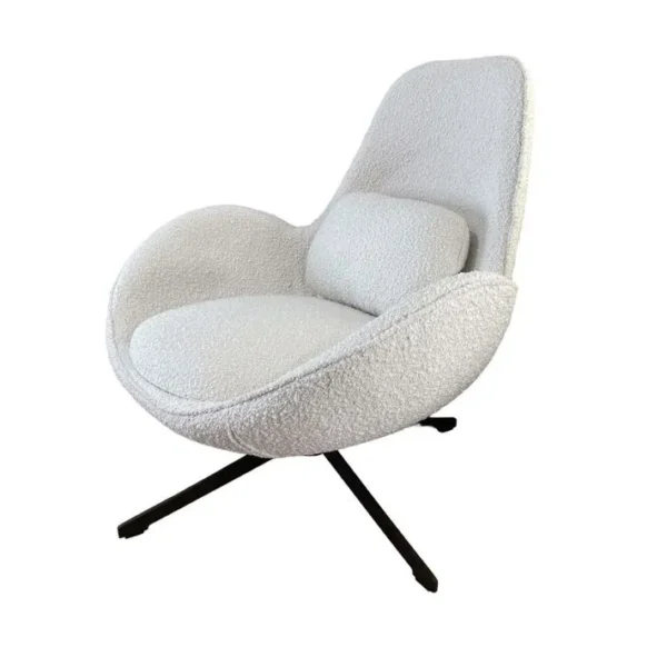 Space - Fauteuil Rotatif En Tissu Teddy Blanc