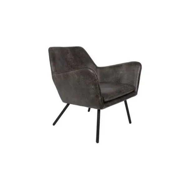 Alabama - Fauteuil De Salon Aspect Cuir Vintage Noir