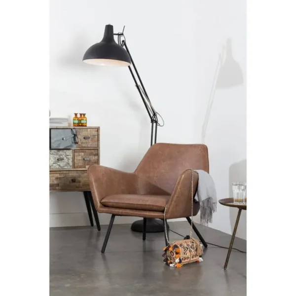 Alabama - Fauteuil De Salon Aspect Cuir Vintage Marron