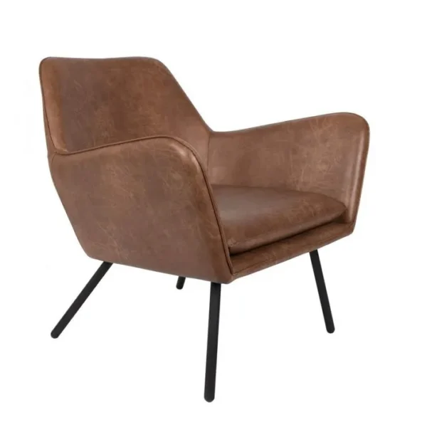 Alabama - Fauteuil De Salon Aspect Cuir Vintage Marron