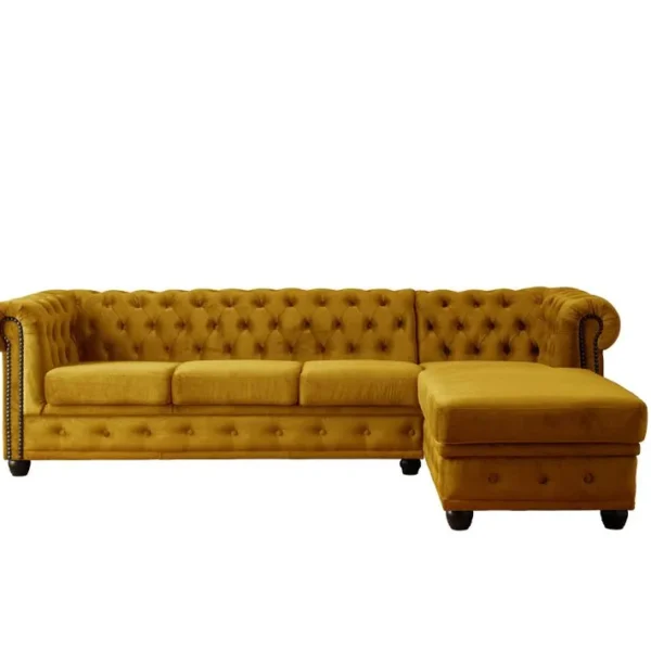 William - Canapé Chesterfield Dangle Droit - 4 Places - En Velours