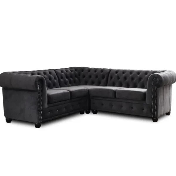 William - Canapé Chesterfield Dangle Réversible - 5 Places - En Velours