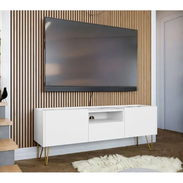 Cali - Meuble TV - Effet Marbre - 144 Cm