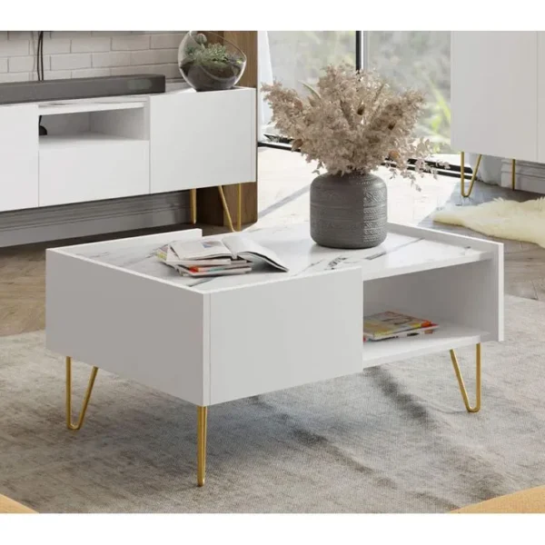 Cali - Table Basse - Effet Marbre - 97 Cm