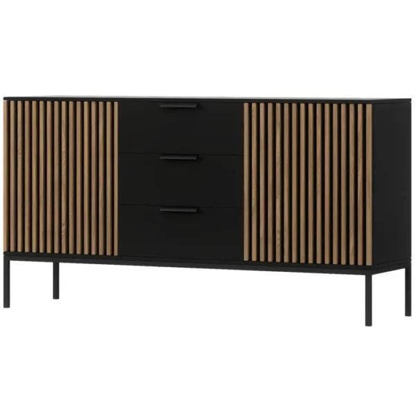 Savanna - Buffet Bas - Bois Et Noir - 150 Cm