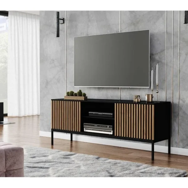 Savanna - Meuble TV - Bois Et Noir - 150 Cm