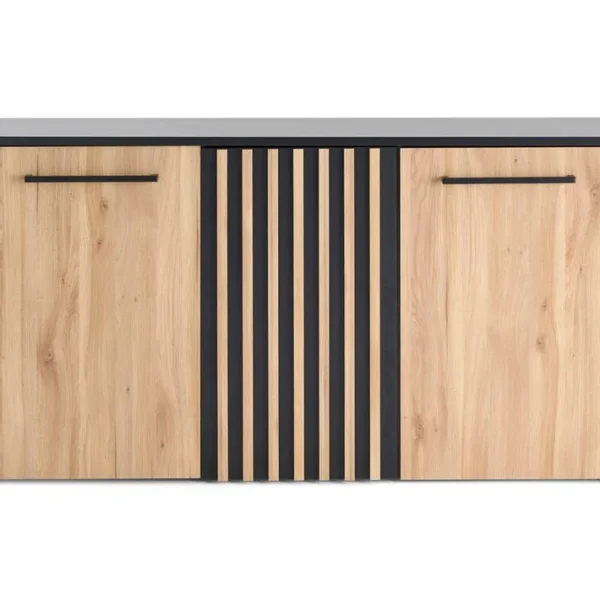 Varna - Buffet Bas - Bois Et Noir - 165 Cm